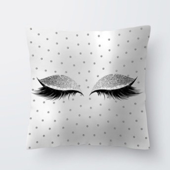 Picture of Polyester Pillow Cases White & Gray Square Eye 45cm x 45cm, 1 Piece