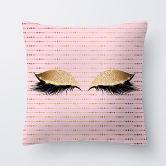 Picture of Polyester Pillow Cases Pink Square Eye 45cm x 45cm, 1 Piece