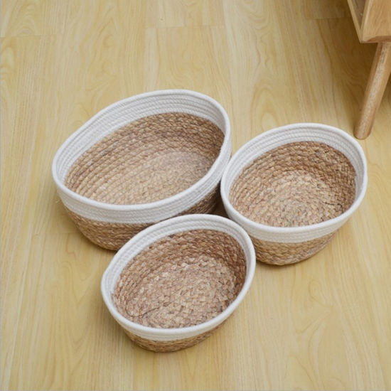 Imagen de 1 Piece Jute Storage Container Box Basket Light Brown 27cm x 23cm