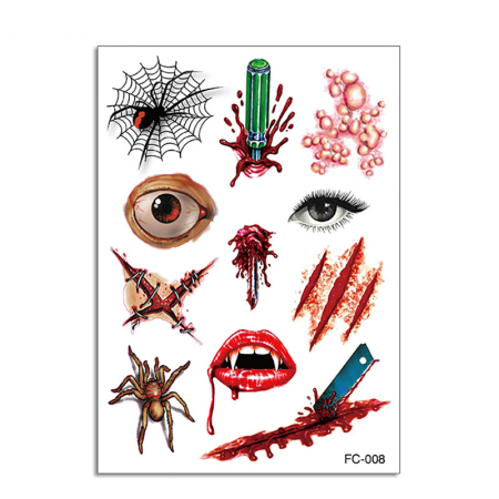 Picture of Halloween Removable Waterproof Metallic Temporary Tattoo Sticker Body Art Multicolor Waterproof 1 Sheet