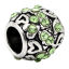 Immagine di Lega + Strass Stile Europeo Perline Barile Argento Antico Verde Strass Circa 10.0mm x 9.0mm, Foro: Circa 4.7mm, 5 Pz