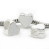 Picture of Zinc Metal Alloy European Style Large Hole Charm Beads Heart Silver Plated White Enamel 10x10mm, Hole: Approx: 4.5mm, 20 PCs