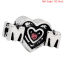 Imagen de Zamak Día De La Madre Granos del Encanto del Agujero Grande del Estilo Europeo Plata Antigua Corazón Mensaje " Mom " Rosa Rhinestone 19mm x 11mm, Agujero: Aprox 4.5mm, 1 Unidad
