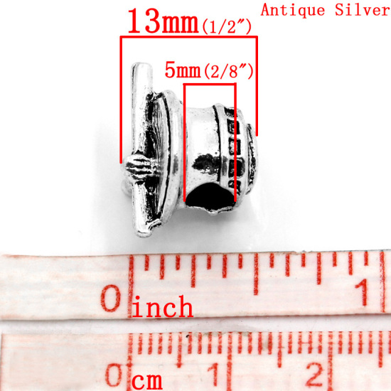 Immagine di Lega di Zinco Stile Europeo Perline Tamburo Argento Antico Circa 19.0mm x 14.0mm, Foro: Circa 5.0mm, 10 Pz
