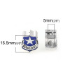Picture of Zinc Metal Alloy European Style Large Hole Charm Beads Police Badge Antique Silver Message "Police" Carved Blue Enamel 15.5x12mm, Hole: Approx: 5mm, 10 PCs