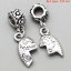Immagine di Lega di Zinco Stile Europeo Charm Dangle Perline Cuore spezzato Argento Antico lettere Placcato" Mother & Daughter" 29mm x 20mm, 10 Seri