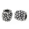 Picture of 2 PCs Zinc Based Alloy European Style Large Hole Charm Beads Antique Silver Color Barrel Flower 11mm x 11mm, Hole: Approx 4.9mm