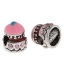Picture of Zinc Metal Alloy European Style Large Hole Charm Beads Cake Antique Silver Pink Enamel Light Pink Rhinestone About 14mm x 12mm, Hole: Approx 4.7mm, 1 PCs
