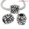Picture of 2 PCs Zinc Based Alloy European Style Large Hole Charm Beads Antique Silver Color Barrel Flower 11mm x 11mm, Hole: Approx 4.9mm