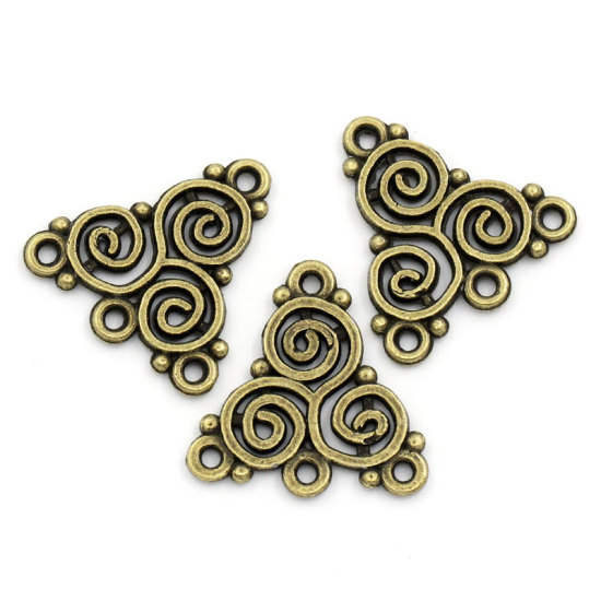 Image de Connecteurs à Lustre en Alliage de Zinc Forme Nœud Celtique Bronze Antique Fleurs Creuses 20mm x 19.5mm, 50 Pcs
