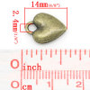 Picture of Charm Pendants Heart Antique Bronze 14x10.5mm,50PCs