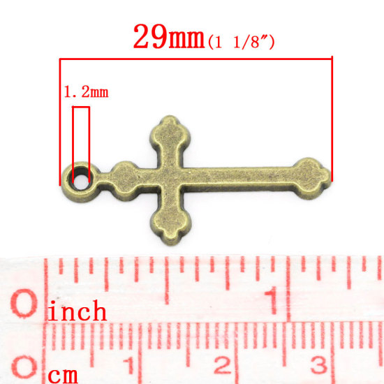 Picture of Zinc Based Alloy Easter Charms Cross Antique Bronze 29mm x 14mm(1 1/8"x 4/8"), 50 PCs