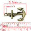 Изображение Подвески Металлические Античная Бронза " Якорь " 36mm(1 3/8") x 23mm( 7/8"), 20 ШТ