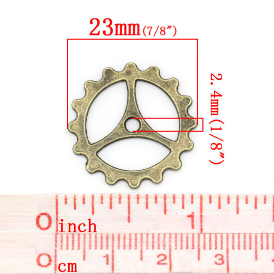 Picture of Zinc Based Alloy Steampunk Spacer Beads Gear Antique Bronze About 23mm Dia, Hole: Approx 2.4mm, 50 PCs