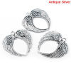 Imagen de 30 Unidades Zamak Conectores Dijes Colgantes Corazón Plata Antigua Ala Hueco 6.9cm x 6.6cm