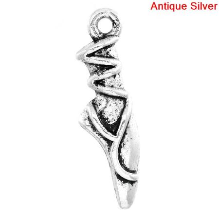 Charm Pendants Ballet Shoes Antique Silver 23x7mm,50PCs 