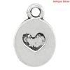 Picture of Charm Pendants Oval Antique Silver Heart Carved 13x9mm,100PCs