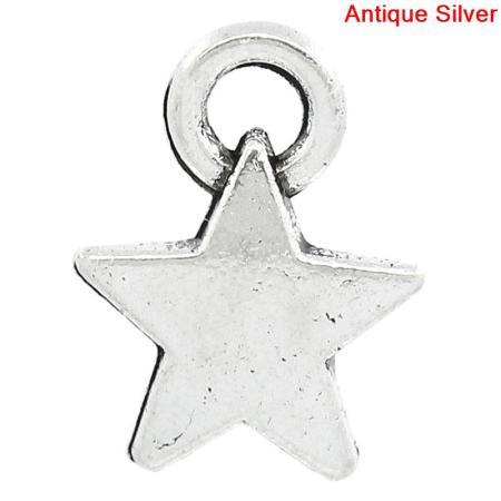 Charm Pendants Star Antique Silver 12x9mm,100PCs