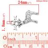 Bild von Zinklegierung Charm Anhänger Hirsch Tier Antik Silber 24mm x 19mm, 50 Stücke