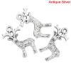 Bild von Zinklegierung Charm Anhänger Hirsch Tier Antik Silber 24mm x 19mm, 50 Stücke
