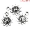 Imagen de Colgantes Aleación del Metal Del Zinc de Sol,Sol    Plata Antigua Rhinestone 17.0mm x 13.0mm, 50 Unidades 