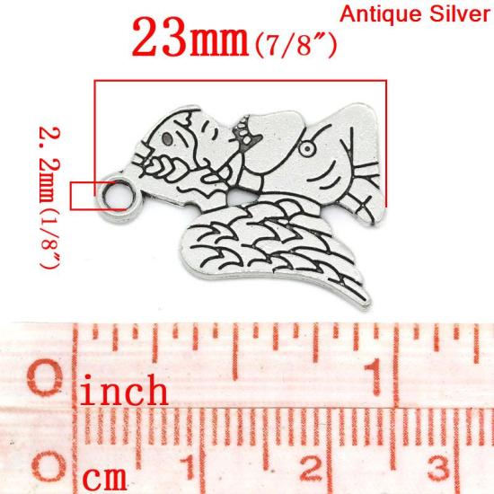 Image de Pendentifs en Alliage de Zinc Ange Argent Vieilli 23mm x 17mm, 50 Pcs