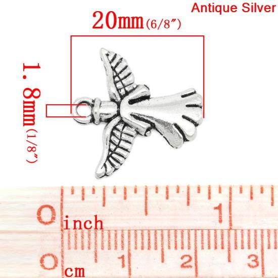 Picture of Zinc Metal Alloy Charm Pendants Angel Antique Silver 20mm( 6/8") x 20mm( 6/8"), 50 PCs