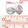 Picture of Spacer Beads Oval Antique Silver Virgin Mary & Cross Pattern Carved 10x8mm,Hole:Approx 1.1mm,100PCs