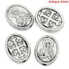 Picture of Spacer Beads Oval Antique Silver Virgin Mary & Cross Pattern Carved 10x8mm,Hole:Approx 1.1mm,100PCs
