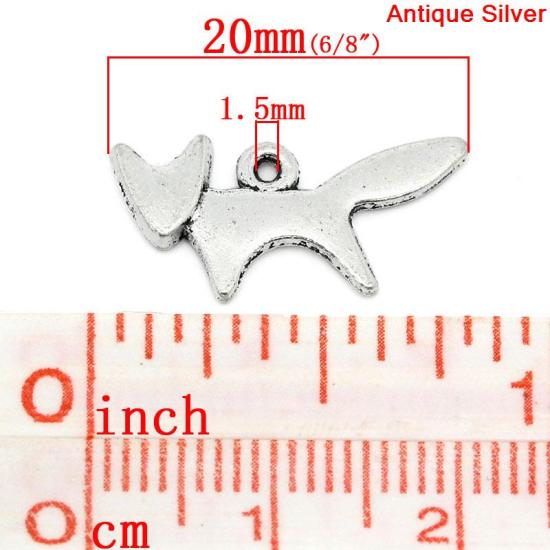 Picture of Zinc Metal Alloy Charm Pendants Fox Animal Antique Silver 20mm( 6/8") x 10mm( 3/8"), 200 PCs