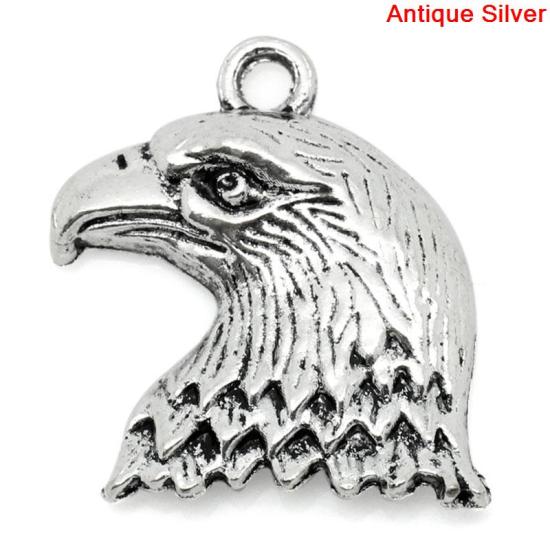 Image de Pendentifs en Alliage de Zinc Animal Aigle Argent Vieilli 22mm x 19mm, 50 Pcs