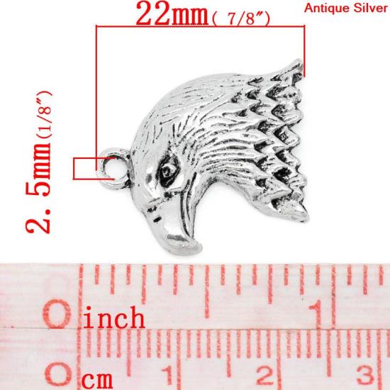 Image de Pendentifs en Alliage de Zinc Animal Aigle Argent Vieilli 22mm x 19mm, 50 Pcs