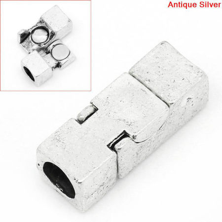Zinc Based Alloy Magnetic Clasps Rectangle Antique Silver Color 26mm x 9mm, 1 Piece