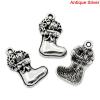 Picture of Charm Pendants Christmas Candy Cane Stocking Antique Silver Bowknot Carved 23mm x 15mm( 7/8"x 5/8"), 30 PCs