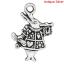 Picture of Zinc Based Alloy Easter Charms White Rabbit Animal Antique Silver Heart Bugle Carved 20mm(6/8") x 15mm(5/8"), 50 PCs