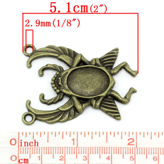 Picture of Zinc Based Alloy Cabochon Settings Connectors Insects Antique Bronze (Fits 18mm x 13mm) 5.1cm(2") x 3.8cm(1 4/8"), 5 PCs