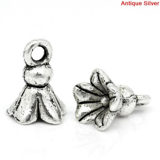 Picture of Charm Pendants Flower Antique Silver 11x8mm,50PCs