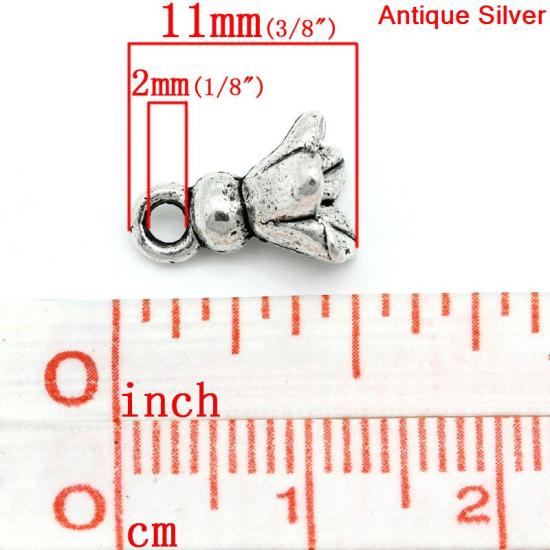 Picture of Charm Pendants Flower Antique Silver 11x8mm,50PCs