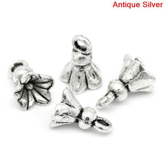 Picture of Charm Pendants Flower Antique Silver 11x8mm,50PCs