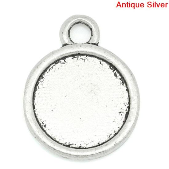 Picture of Zinc Based Alloy Cabochon Setting Pendants Round Antique Silver (Fits 12mm Dia. Double Sided) 19mm x 15mm, 20 PCs