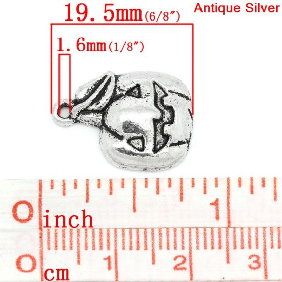 Picture of Charms Pendants Pumpkin Halloween Antique Silver 19.5x14mm,30PCs