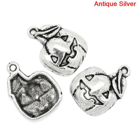 Picture of Charms Pendants Pumpkin Halloween Antique Silver 19.5x14mm,30PCs