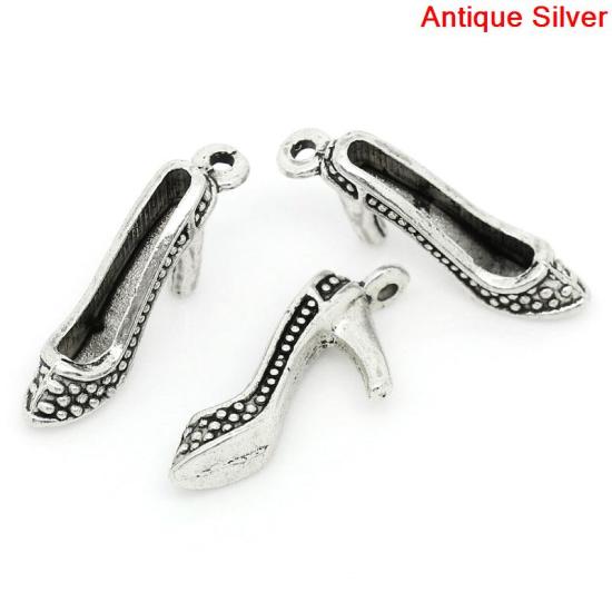 Imagen de Colgantes 3D Aleación del Metal Del Zinc de Zapatos,Raya Plata Antigua  24mm x 11mm, 50 Unidades