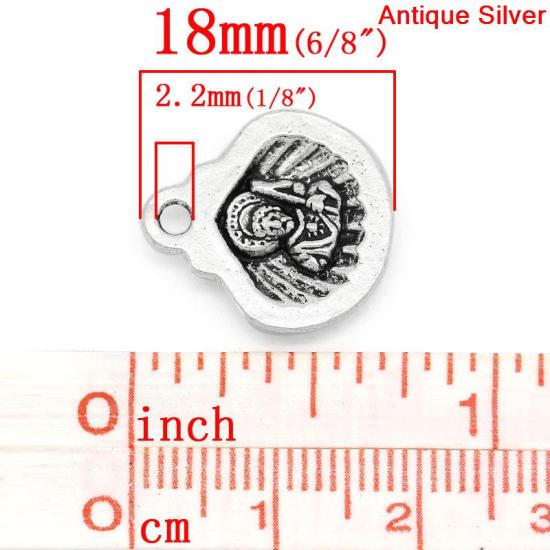 Picture of Charm Pendants Shell Antique Silver Person Carved 16x18mm,20PCs