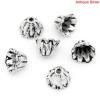 Picture of Zinc Based Alloy Beads Caps Flower Antique Silver (Fits 8mm-12mm Beads) 7mm x 5mm, 100 PCs