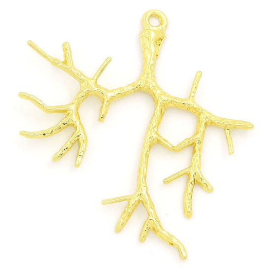 Image de Pendentifs en Laiton Forme Branches Plaqué argent, 2.8cm-3.1cm x 28.0mm, 5 Pièces