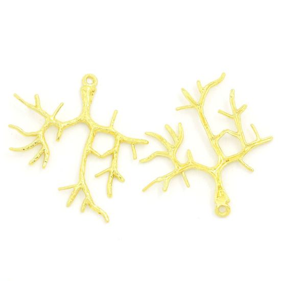 Image de Pendentifs en Laiton Forme Branches Plaqué argent, 2.8cm-3.1cm x 28.0mm, 5 Pièces