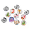 Picture of 18mm Glass Snap Buttons Round Silver Tone At Random Mixed Christmas Pattern Fit Snap Button Bracelets, Knob Size: 5.5mm( 2/8"), 12 PCs