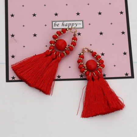 Teryleno + Acrílico Panícula Colgantes Gota Chapado en Oro Rojo Con Cuentas Aprox 8cm x 6cm, 3 Unidades