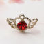 Bild von Zinklegierung Königlicher Stil Charms Herz Vergoldet Flügel Rot Strass 23mm x 14mm, 5 Stück
